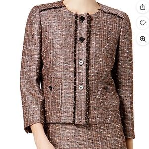 Nine West NWT Women's Tweed 3/4-Sleeve Blazer (Copper Multi) Size 10